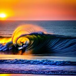 Love Creation A4 Size poster print for creative wall art- waveboard-sunset-7503(Non Sticker)