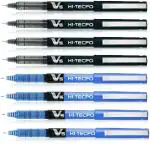 Pilot Hi-Tecpoint V5 Extra Fine Point Liquid Ink Pen | Tip Size - 0.5 MM | Unique Dimple Tip Technology | Ink Colour - 4 Blue and 4 Black | Pack of 8