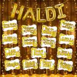 Zyozique Haldi Ceremony Decorations Set | Haldi Props For Bride And Family | Bride To Be Props - Haldi Foil Balloons, Photo Booth Props & Rice Light