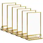 Climberty 6Pcs Acrylic Gold Sign Holders, 5.9X8.2 Inch Clear Picture Frames With Gold Borders And Vertical Stand, Double Sided Table Menu Display Stand For Restaurant Signs, Wedding Table And Photos