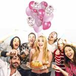 Crackles Pink Latex, Marble and Golden Confetti Decoration Balloons (Pack of 12)