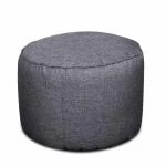 Style Homez ORGANIX Collection, Round Poof Bean Bag Ottoman Stool Large Size Grey Color in Organic Jute Fabric, Cover Only