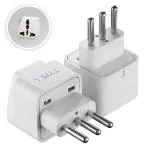Ceptics India to Italy, Libya, Chile & More (Type L) Travel Adapter Plug - CE Certified - RoHS Compliant - 2 Pack (GP-12A-2PK)