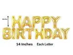 Pindia Gold Happy Birthday Foil Balloon Banner 13 Alphabets Golden Color for Birthday Decoration