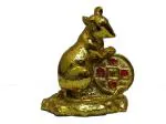 Astroghar Golden Good Luck Polyresin Mongoose Holding Lucky Coin