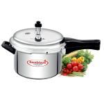 Sunblaze Flora Induction Base Anti-Bulging Fuel Efficient Base Best Aluminium Heavy Pressure Cooker with Outer Lid Silver 6.5 litres ISI Approved 5 Years Warranty Free Home Service