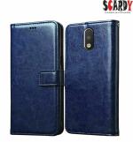 SCARDY MOTO G4 PLUS BACK COVER / LEATHER FLIP COVER / BLUE COLOR