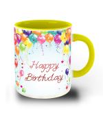 Whats Your Kick Happy Birthday Wallpapaer Design Printed Yellow Ceramic Coffee Mug Tea Mug 325 ML