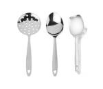 URBAN BUY, Stainless Steel Cooking & Serving Small Poni , Small Paan & Small Ladle with Long Handle, Kitchen Tools (Pack of 3, Silver)