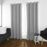 Parda Online Light Grey Blackout Fabric Solid Eyelet Plain Window Curtain, 7ft (Pack of 1)
