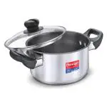 Prestige Platina Non-stick Stainless Steel Unique Impact Forged Bottom Casserole with Glass Lid 24cm (Silver)