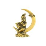 Handicrafts Paradise Bal Krishna seated on metal Moon shaped motif showpiece - 4.5 inches