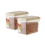 Lock & Lock Easy to Open and Close Dry Food Storage Container with Ivory Flip Lid, 3.2 Liters, Transparent, Set of 2 (HTE538)