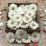Palesaa Indian White Handcrafted DIY Craft Mini Shola Sunflower GiftPack 30Pcs 3 in Dia White Sunflower Artificial Flower (3 inch, Pack of 30, Single Flower)