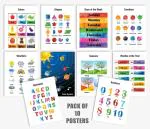 Traceease Laminated Preschool Learning Chart Materials ABC Alphabet- Numbers- Shapes-Emotions- Days of The Week