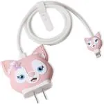RUPELIK (20W Apple Charger Case Pink Kitty) Cartoon 3D Design Protective Case Cover for 20W / 18W iPhone USB-C Power Adapter Charger, Cute Cartoon Lightning Data Cable Case Cover for iPhone Charger Designer Case Cover