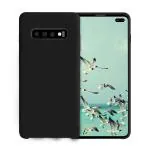 LIRAMARK Liquid Silicone Soft Back Cover Case for Samsung Galaxy S10 Plus / S10+ (Black)