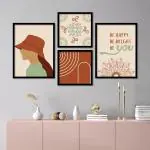 Vasl Paper Black Aesthetic Wall Decor Paintings - 10.5 X 13.5 Inch (Pack Of 4)