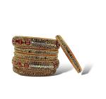 VIBRANCE Golden Bangles Set For Women Designer Bangles Perfect for Weddings and Festivals [ 4 Bangles and 2 Kada ] (2/4)