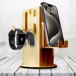 Sole Module 5 in 1 Multipurpose Rotating Pen Stand, Mobile Stand, Wallet Holder, Keys Holder, Stationery Stand, Desk Organizer, Wooden