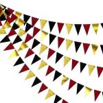 Festiko 12 Flags Maroon Black And Gold Hanging Paper Triangle Banner Bunting Flag Pennant Garland