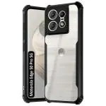 Fashionury Shockproof Crystal Clear Back Cover Case for Moto Edge 50 Pro 5G | Protective Design | 360 Degree Protection | Transparent Back Cover Motorola Edge 50 Pro 5G (Black Bumper)
