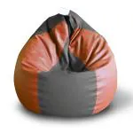 Style Homez Premium Leatherette Classic Bean Bag Size XXL Grey Tan Color, Cover Only