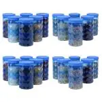 Cutting EDGE Twister Airtight Food Grade Plastic Jar Without Basket, Clear, Diamond Checkers Container - for Rice, Dal, Atta, Flour, Cereals, Pulses, Snacks, Stackable, BPA Free (Set of 24, Blue, Big, 1270ml)