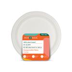 ECO SOUL (9 inch, Set of 25) Compostable Bagasse Disposable Plates | Eco-friendly, Compostable, Use and Throw Sugarcane Plates - Round