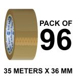 VCR Self Adhesive Brown Packing Cello Tape - 35 Meters in Length - 36mm / 1.5 Inch Width - 96 Rolls Per Pack - BOPP Industrial Packaging Tape for E-Commerce Box Packing, Office and Home use