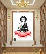 Divinedesigns Multicolor Vinyl Buddha And Pink Flowers Wall Sticker