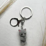 Mini Grey cat key ring