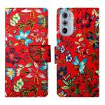 A D Enterprises Red Pattern Flip Cover for Motorola Edge 30 Pro | Magnetic Case | Shock Absorbent | Flip Cover Motorola Edge 30 Pro