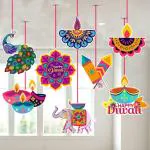 Zyozique Diwali Decorations Kit Happy Diwali Banner Deepavali Hanging Swirls Festival of Lights Party Supplies Indian Themed Party Decorations, Multicolor