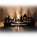 Incredible Gifts Christmas Decorations for Home - DIY Christmas Decor Merry Xmas tower Shadow Light without Candle (Wood, 10x4.2 Inches)