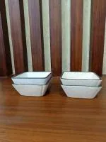 Caffeine White Ceramic Katori Bowl (Set Of 4)