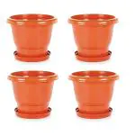 Afflorance Organic Gardening 10 Verities Flower Plant Seeds with Brown Plastic Nursery Pot (8inch)