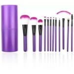 A-QUINTS 12 Pc Standard Makeup Brush Set With Dark Purple Storage Box  (Pack of 12) Pack of 2