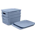 Kolorr Premium Elite Baskets Small Pack of 3 with 3 Lids - Daiso Grey