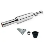 BIGBIRD Bike Bullet Short Bottle Mini Punjab Dholki Empty Free Flow Exhaust Silencer Chrome with Zed Clamp Bush compatible for Standard Bullet 350 with Twin Spark