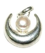 Astroghar Pearl Metal Half Moon Shaped White Locket