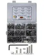 Epi-Torque Counter Sunk Flat Head Allen Key Bolt M6 Assortment with Matching Nuts, Washer and Allen Key - Stainless Steel 202 Grade (Pack of 320)