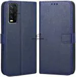 CASECRAFT Vivo Y20, Y20i, Model V2027, V2029 Blue Rubber, Artificial Leather And Silicon Dual Protection Mobile Back Cover