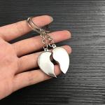 AJS Love Silver Split Heart Keyring 2 Hearts Couple Keychain For Valentine's Day, Birthday, Wedding Gift For Boyfriend/Girlfriend Keychain with Ring to Hold your Car, Bike Home & Office Keys Pack of-2