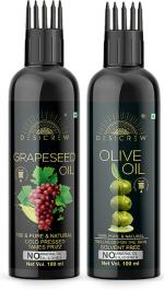 Desi Crew Grapeseed and Olive Oil Cold Pressed for Skin, Body and Hair Care 100 ml Each