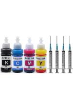 Printify Multicolor Refill Ink Bottle for HP Cartridge Printers with Syringe (100ml, Pack of 4)