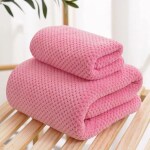 LINEAR Microfiber Bath Towel & Hand Towel Set, 300 GSM (Pink, 70 * 140 cms, 35 * 75 cms)