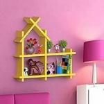 WOODSY display rack,organizer shelf for home decoration items shelve for kitchen,showcase stand,multipurpose wall Mount shelf,book rack,wall decor (Yellow)