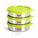 Sumeet Stainless Steel Airtight & Leak Proof Food Storage Containers Set of 3 Pc (Size - Small, Capacity - 300ml Each)