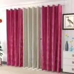 La elite Pink Light Filtering Polyester Readymade Eyelet Curtains 7 x 4 ft (3 pcs)